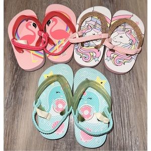 Like New! Set Of 3 Baby Girl Flip Flops
